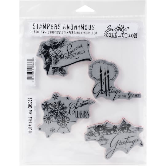 Stampers Anonymous Tim Holtz&#xAE; Holiday Greetings Cling Stamps